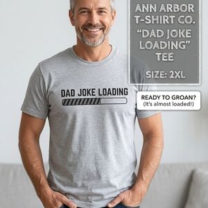 Ann Arbor T-Shirt Co. "Dad Joke Loading" Graphic Tee Men's 2XL Heather Gray EUC